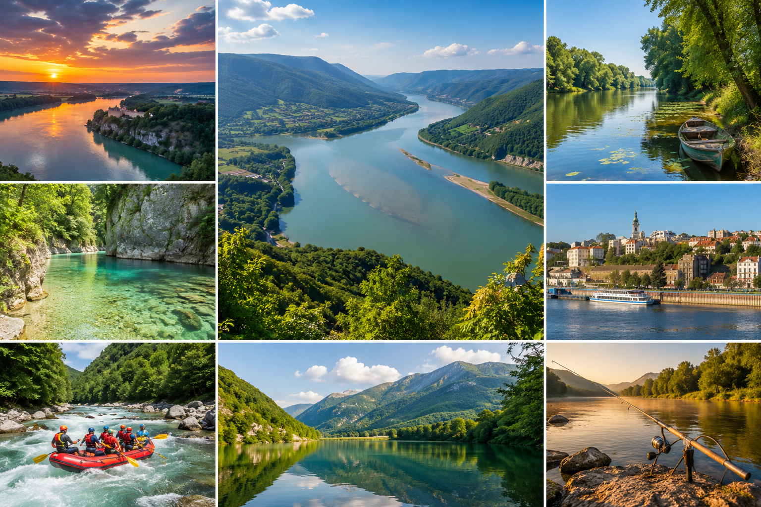Panoramski prikaz najlepših reka u Srbiji sa pejzažima pogodnim za odmor, kupanje, rafting, ribolov i smeštaj u prirodi.