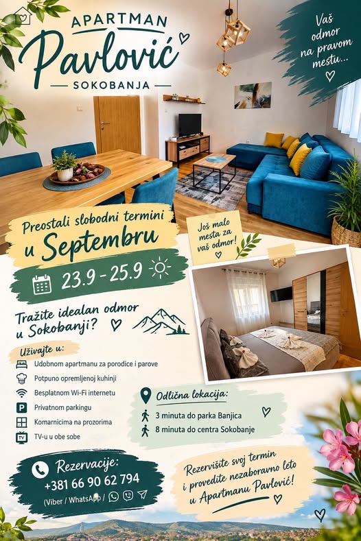 Apartman Pavlović Sokobanja – slobodan termin